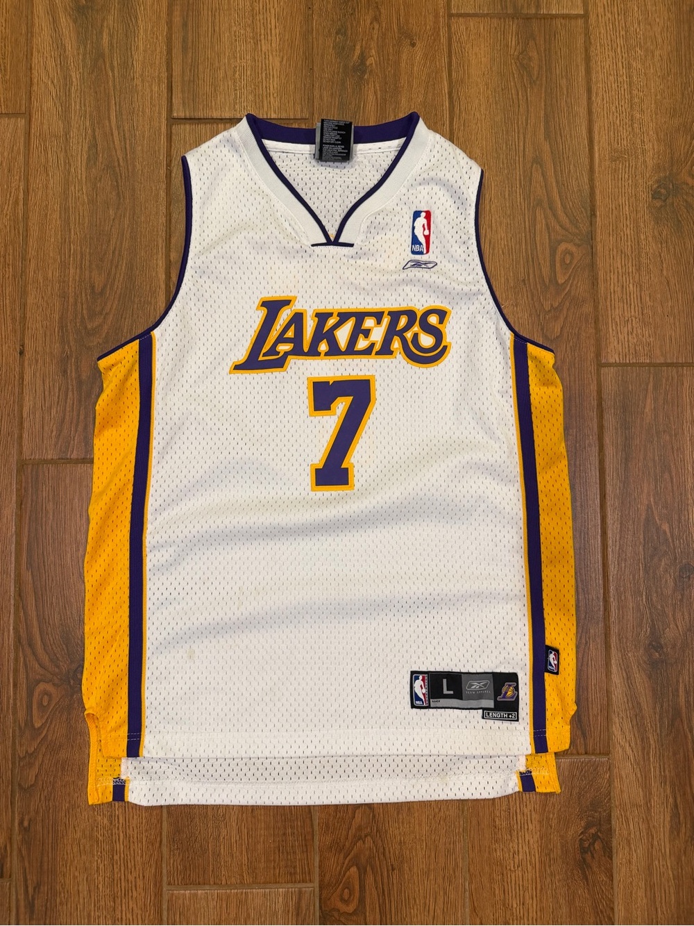 Reebok White Lakers Basketball Jersey Odom #7 / youth large